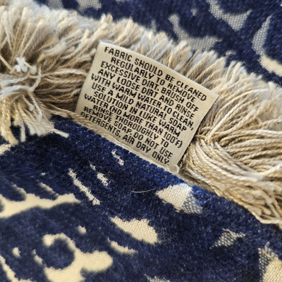 Frontgate Outdoor Patio Animal‎ Print Blue Fringe Pillow Cover 20x20 Set of 2 - Picture 4 of 7